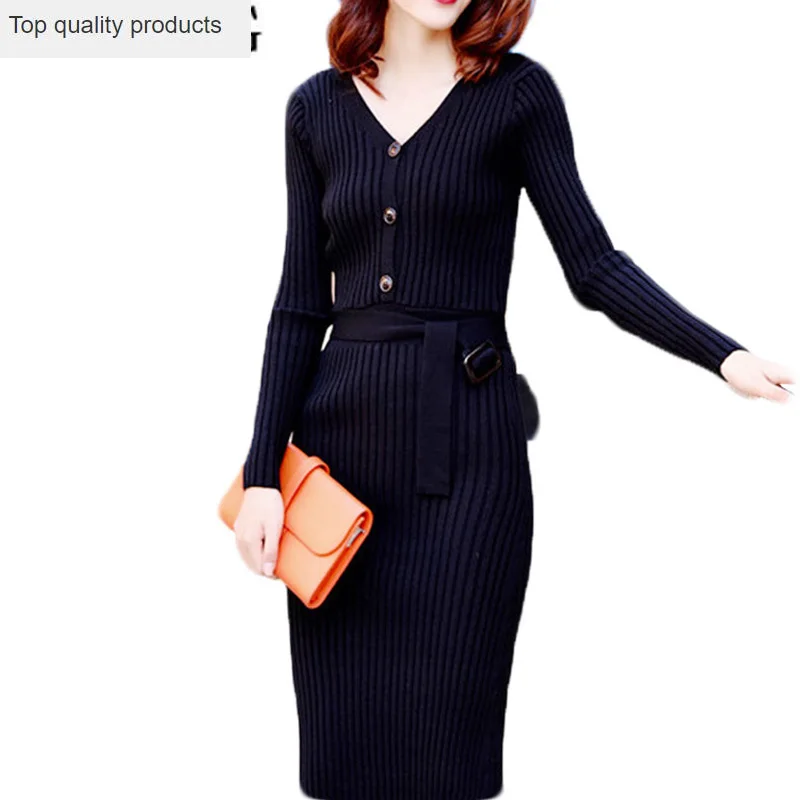 Осеннее вязаное платье новинка 2020 женские сексуальные вязаные платья с