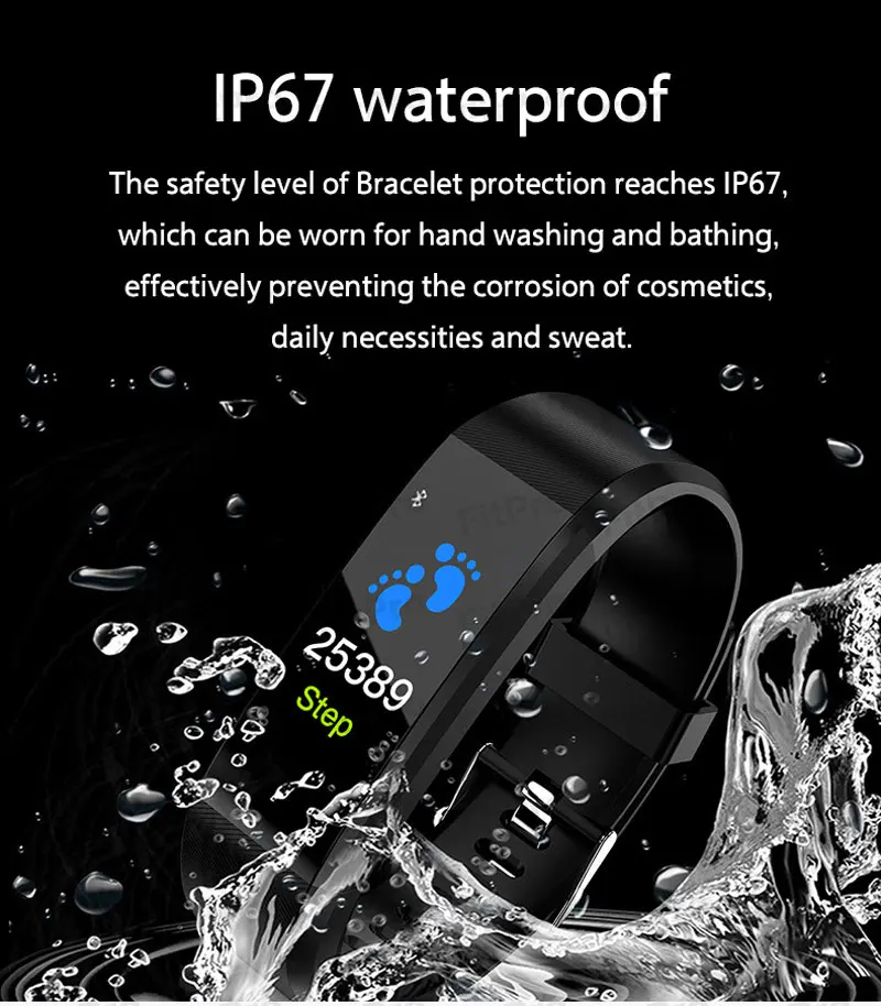 

Children Watch 115plus Bluetooth Movement Smart Watch Waterproof Heart Rate Step Gauge Adult Blood Pressure Kids Watches