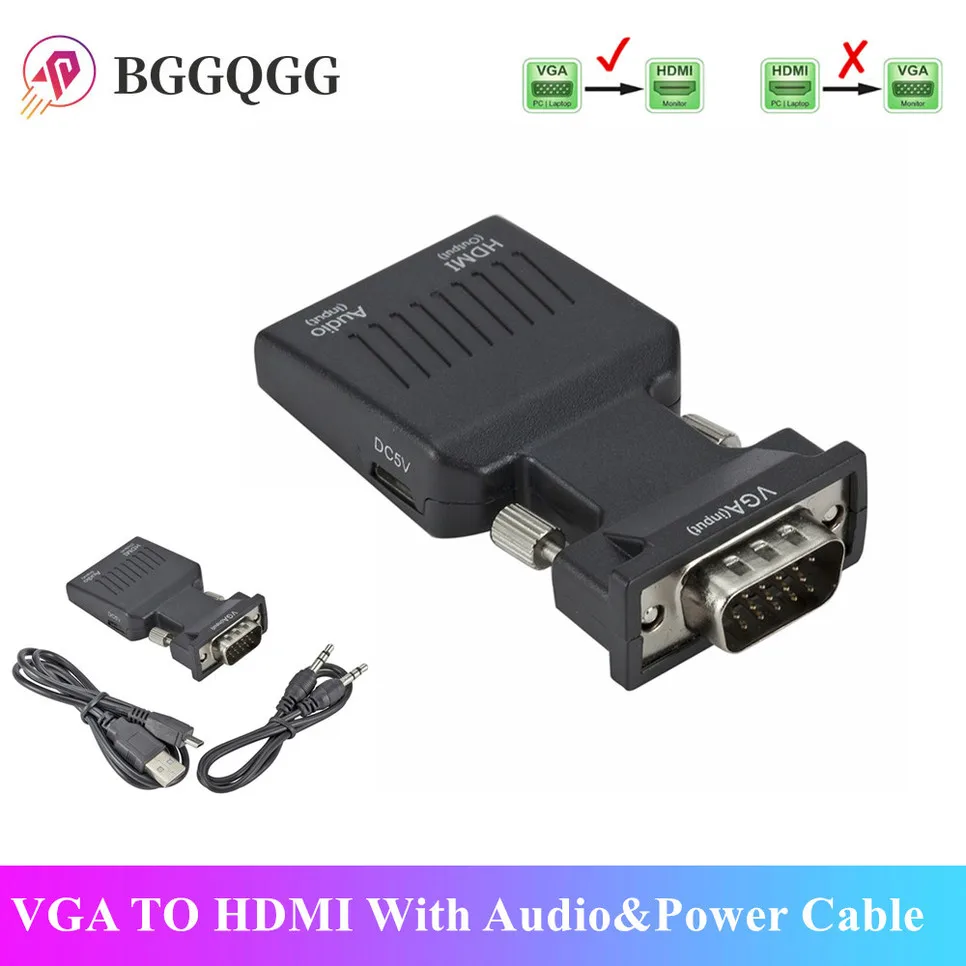 Преобразователь BGGQGG с VGA папа на HDMI Мама аудиоадаптерными кабелями 720/1080P для HD ТВ