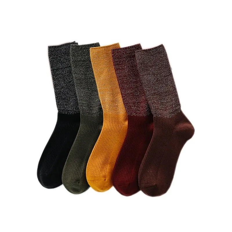 

Clearance Sale Woman Socks Autumn Winter Thick Warm Wool Long Socks Casual Solid Harajuku Retro Shiny Socks Women High Quality