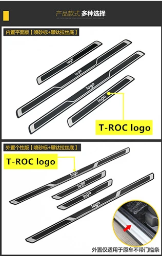 Для Европы VW T-ROC T ROC TROC ультратонкая Нержавеющая Накладка на дверь педаль подоконника протектор автомобиля аксессуары для укладки - Название цвета: 8pcs black