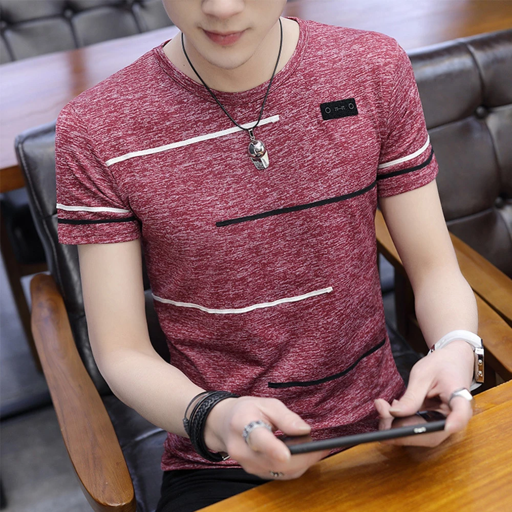 Мужская хлопковая футболка с круглым вырезом из ледяного шелка в стиле хип-хоп