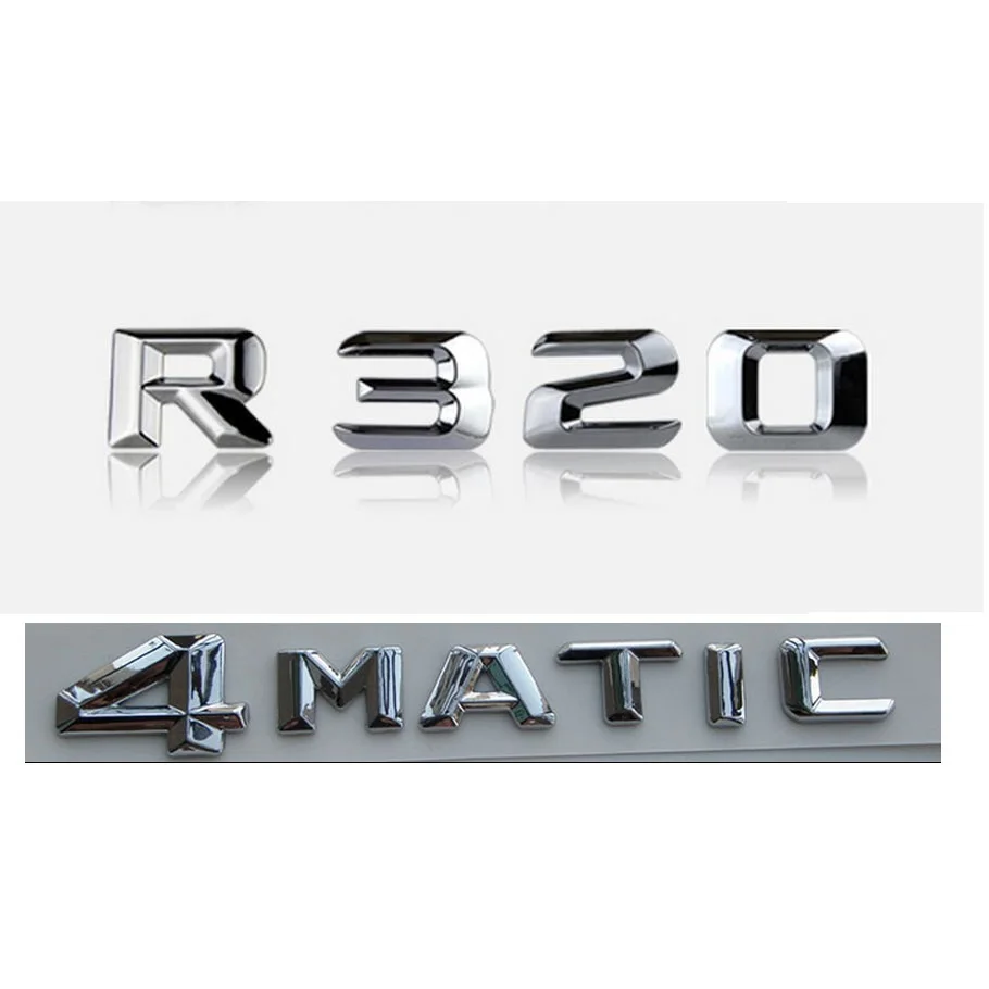

Chrome " R 320 4 MATIC " Car Trunk Rear Letters Words Badge Emblem Letter Decal Sticker for Mercedes Benz R Class R320 4MATIC