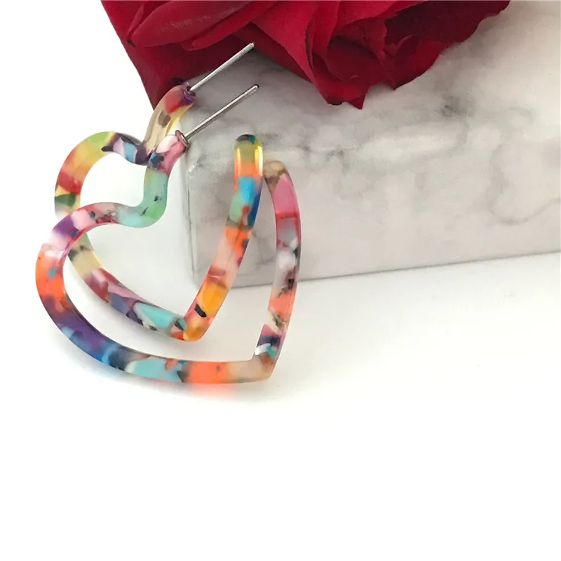 Модные индивидуальные висячие серьги 2019 из ацетата в форме сердца для женщин