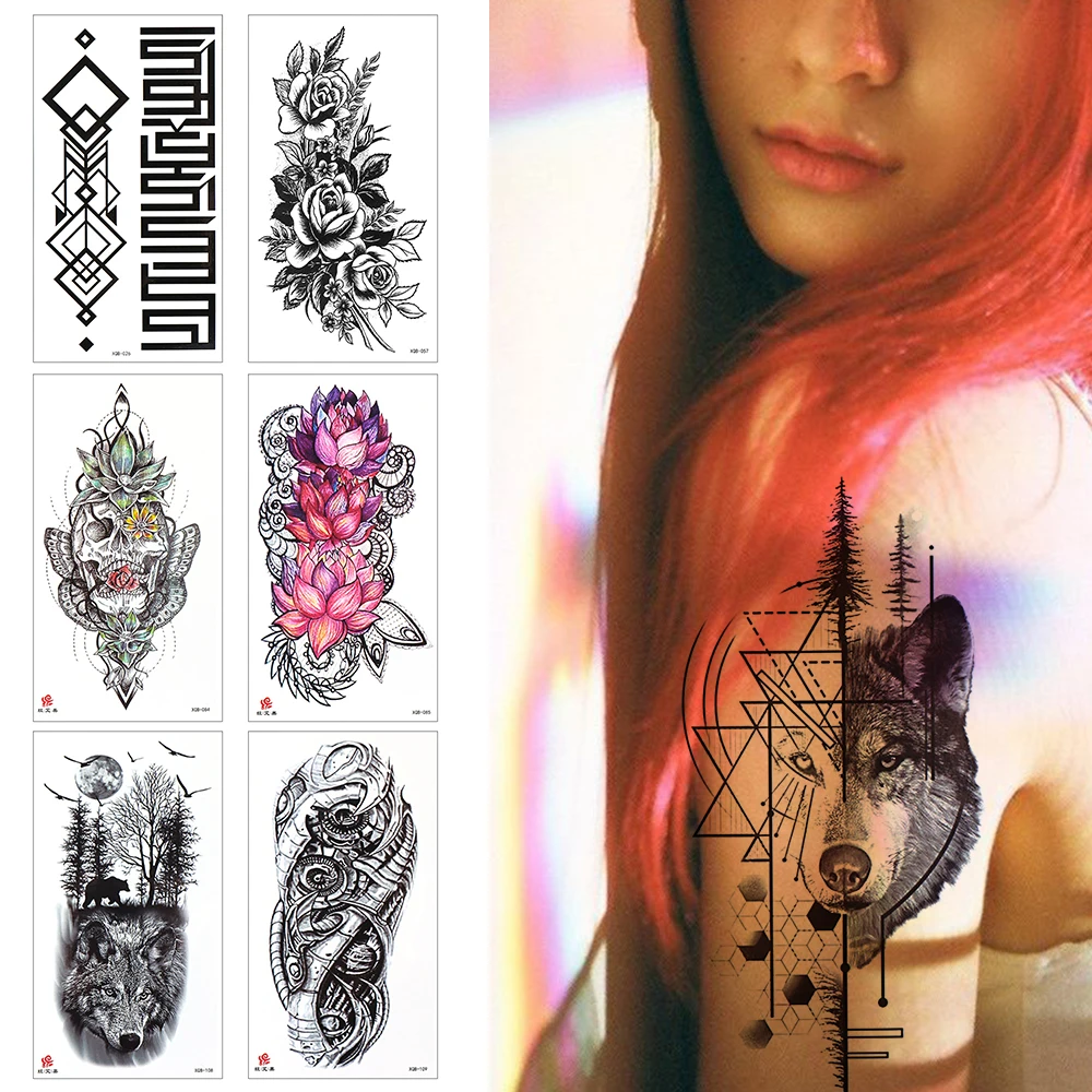 Водонепроницаемая Временная тату наклейка лесная луна летающая птица медведь
