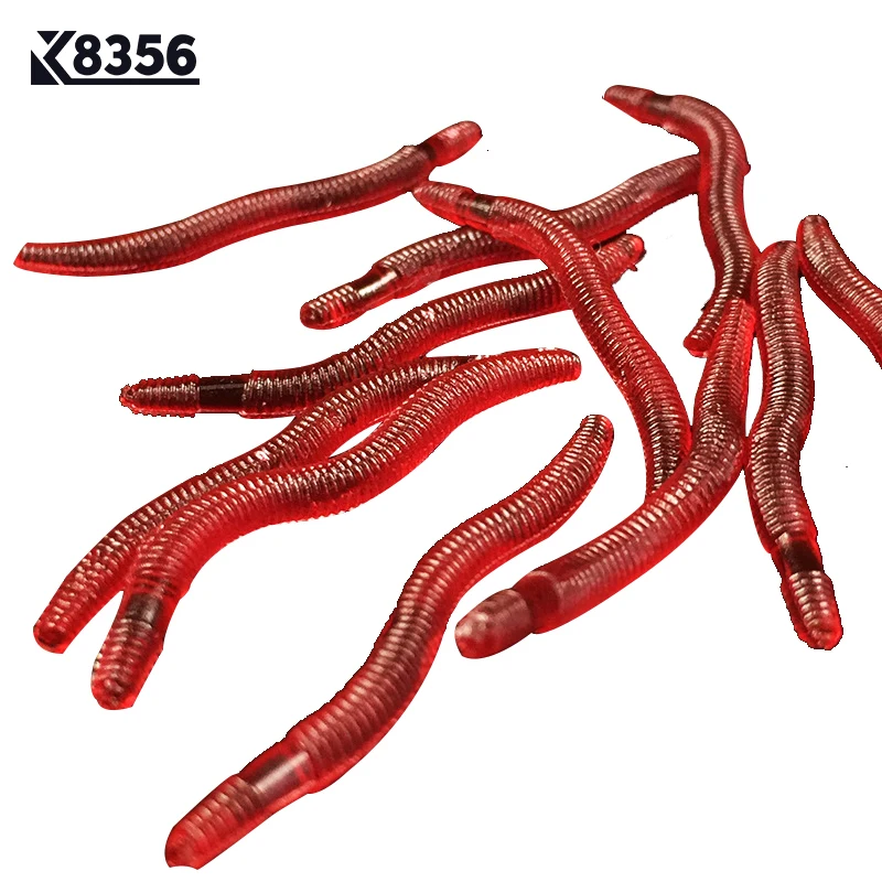 Мягкие рыболовные приманки K8356 100 шт./лот Красные дождевые черви 3 5 см червь Мягкая
