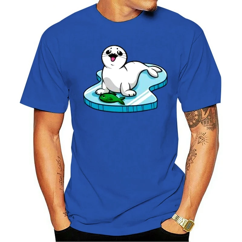Симпатичная Мужская футболка с рисунком Харпа на льду рыбой новинка большего
