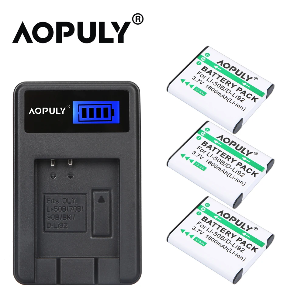 Аккумулятор AOPULY Li50B 2 шт. зарядное устройство с ЖК-дисплеем и USB для Olympus Mju 1020 Li-50B