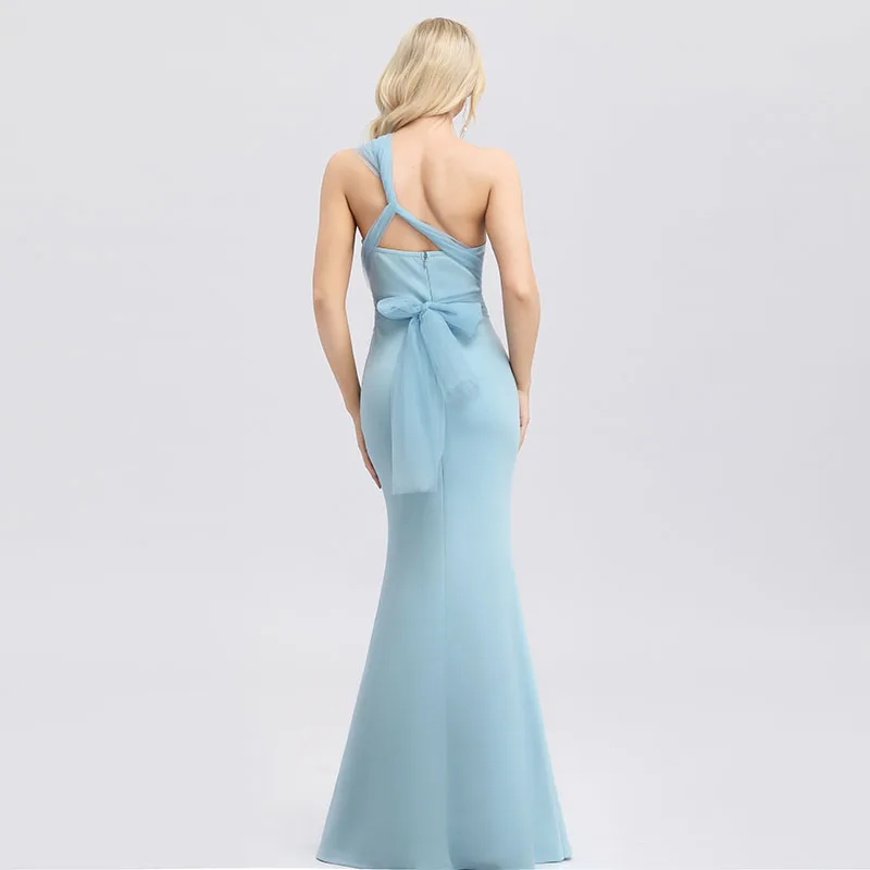 Вечернее платье Русалка небесно-голубое Элегантное Длинное в пол без рукавов