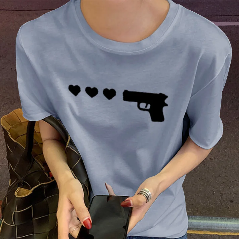 

YG23 Summer Women Casual T Shirts Streetwear Cute Top Clothes Famale Print Short Sleeve O-neck Funny Graphic Designer T Shirts