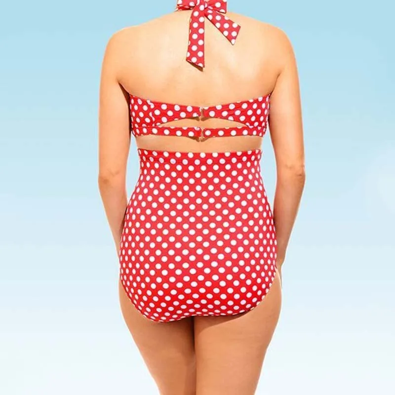 Сексуальный большой купальник в горошек с высокой талией женский бикини пуш-ап