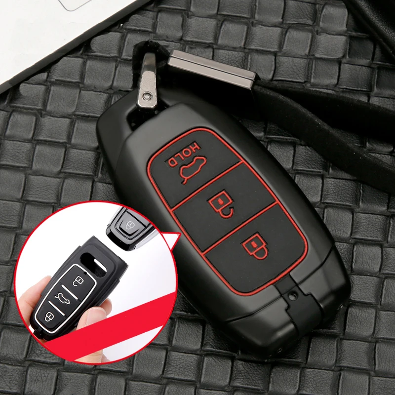 

For Hyundai Santa FeTM 2019 I30 I35 2018 Solaris Azera Elantra Grandeur Accent High quality Zinc alloy+silica gel Car Key Case