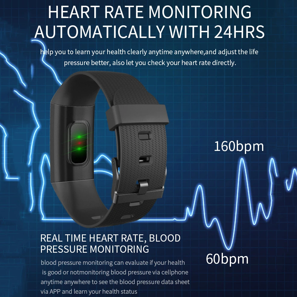 

Men For Android IOS Electronic Heart Rate Monitor Waterproof Ip67 Smart Watch Women Blood Pressure Measurement