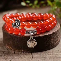 natural red agate handcarved round beads for couples woman men beads bracelet with jade bracelet