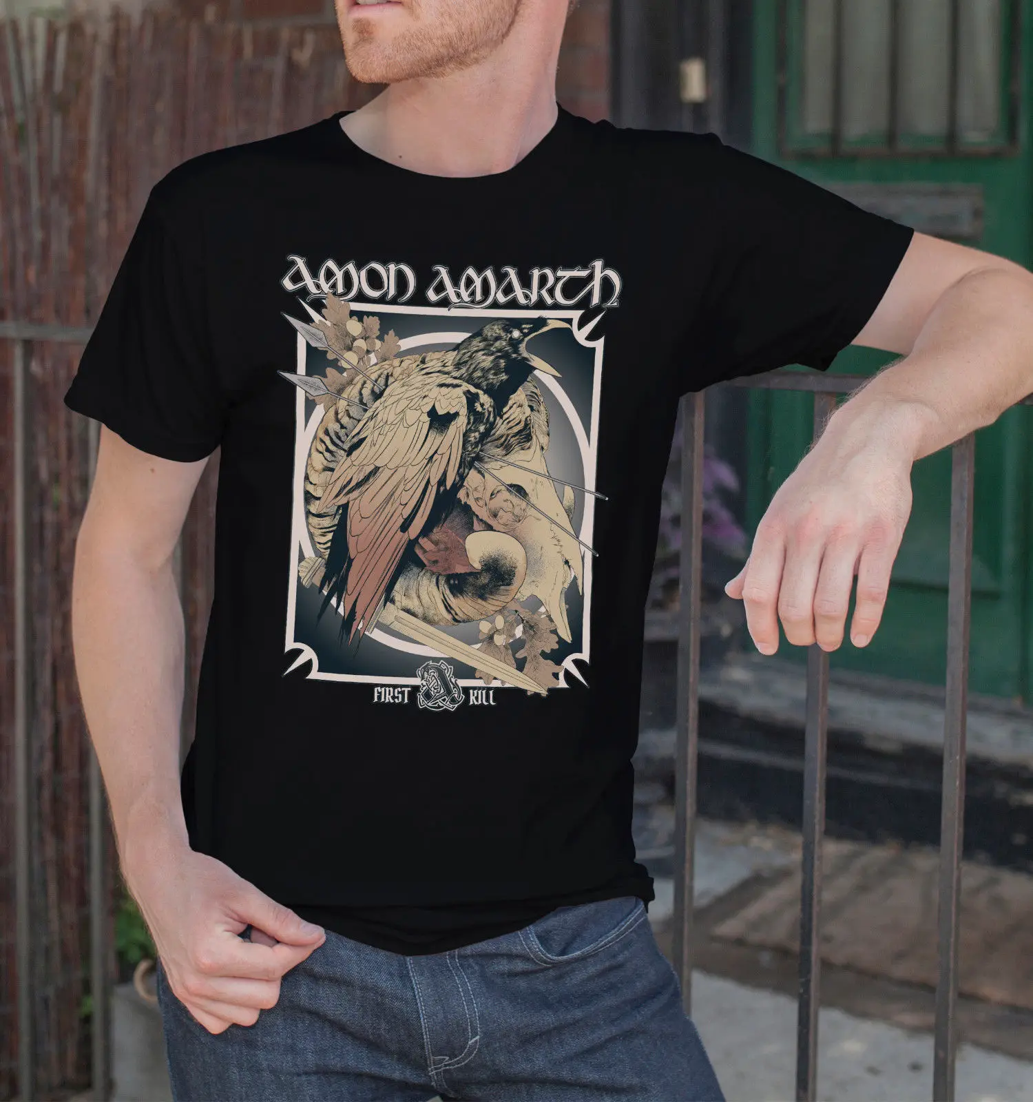 Amon Amarth Мужская черная футболка с металлической лентой надписью Vikings First Kill для