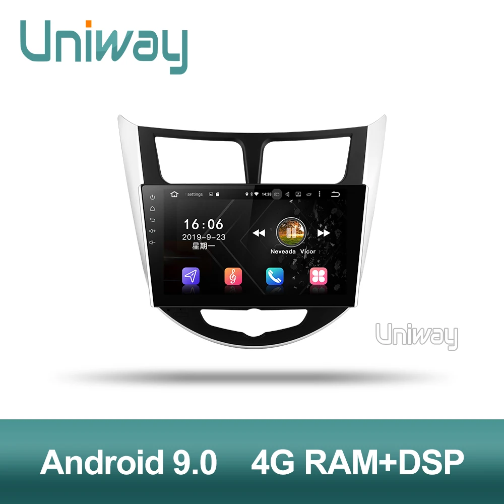 Автомобильный dvd-плеер Uniway PX6 DSP 4G 2 din android 9 0 для hyundai solaris accent verna 2011 2013 2014 2015