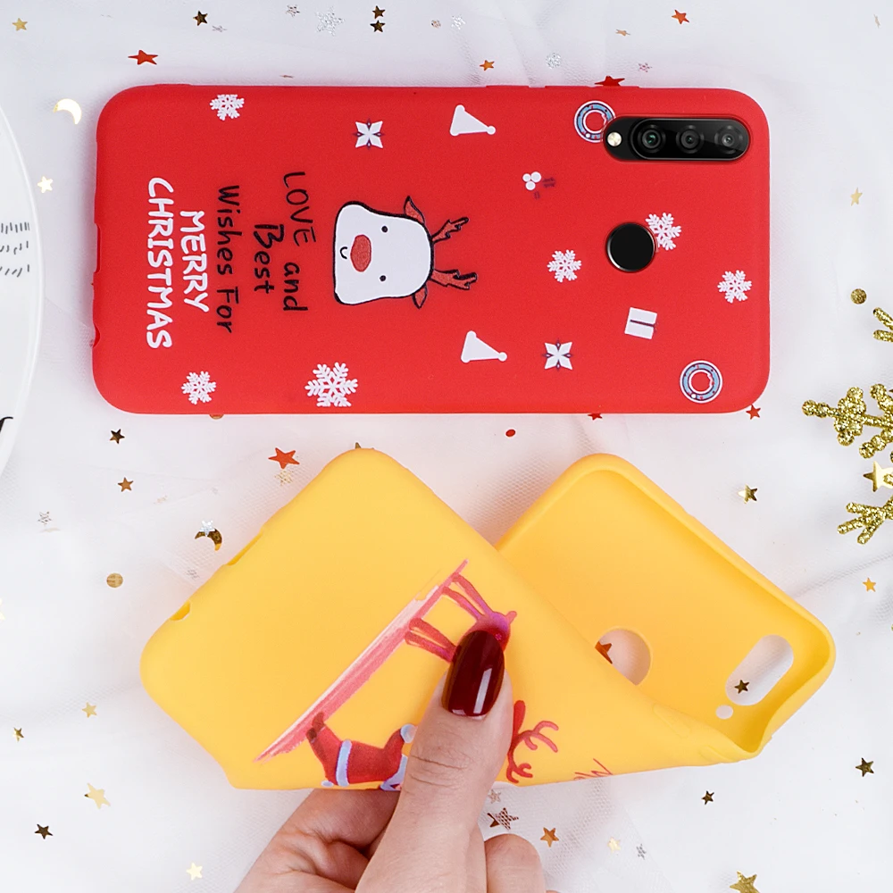 Рождественский и новогодний подарок милый чехол для телефона Huawei P20 P30 lite nova 3e