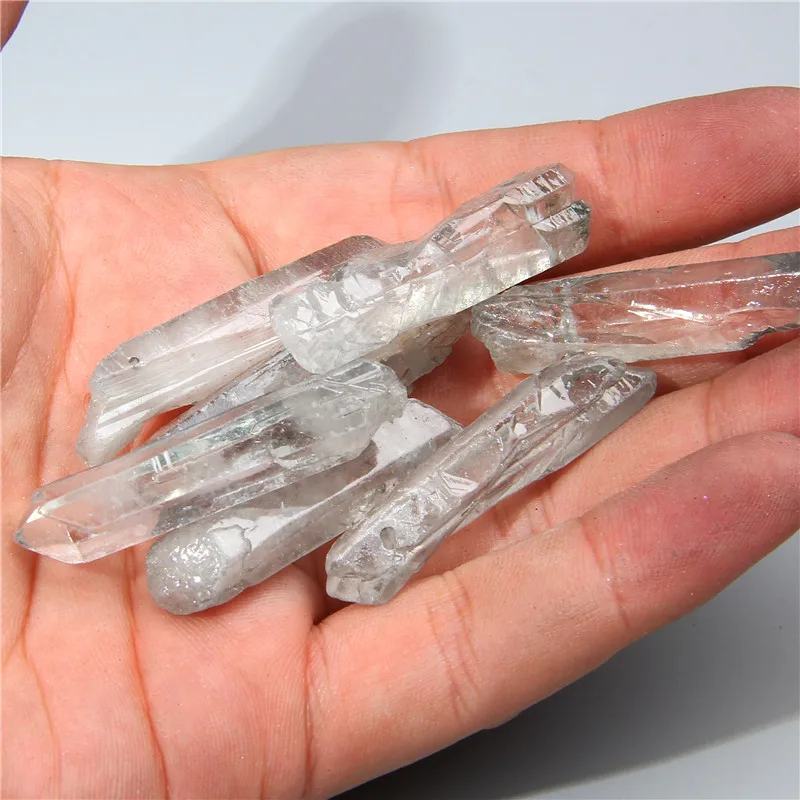 

10pcs Gray stick point Top Drilled Nugget loose Beads for Jewelry making Cluster crystal healing beads for necklace wholesale
