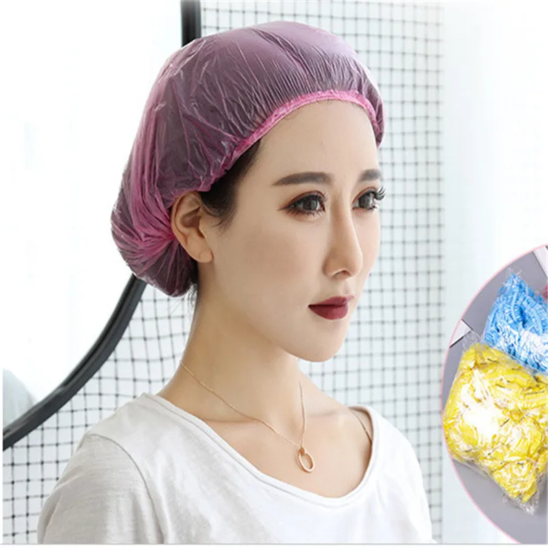 Одноразовые шапки для душа 200 шт./лот купания эластичные отеля прозрачные товары