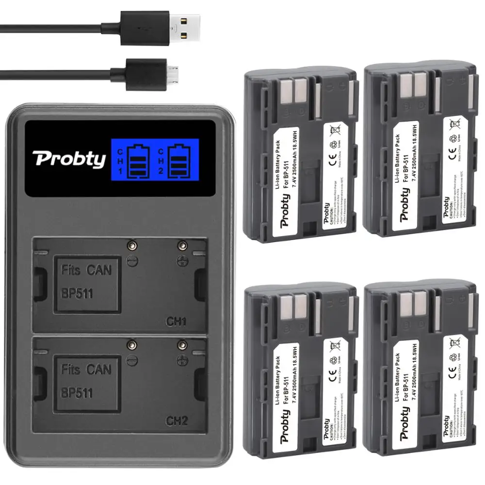 7 4 V 2500 мА/ч BP 511A 511 BP511 BP511A Батарея + ЖК дисплей USB Зарядное устройство для цифровой
