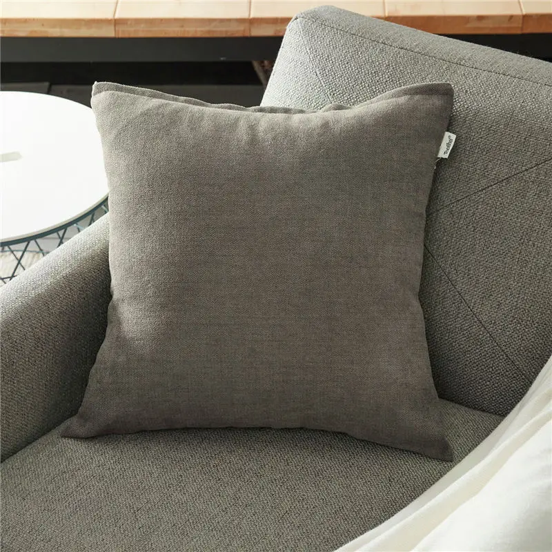 Dark Brown Topfinel мягкие синелиные одноцветные наволочки Чехол декоративная на подушку наволочка для мангала диван офис стул 10 цветов высококачественная удобная подушка - Цвет: Dark Brown