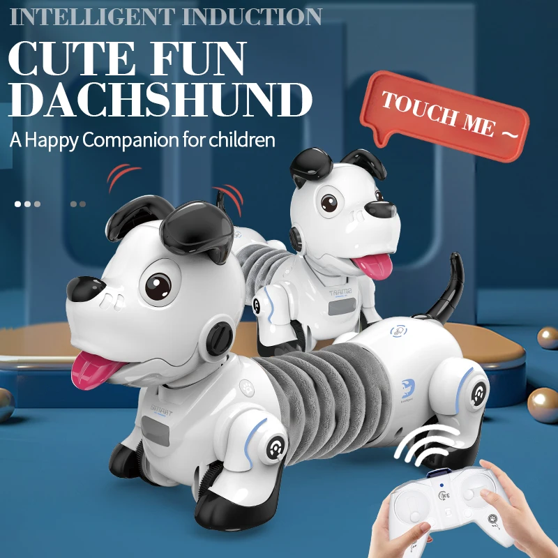 

2021 NEW 2.4G Electric Infrared Remote Control Programable Smart Robot Dog Toy Wireless Electronic Pet Cute Fun Dachshund Gift