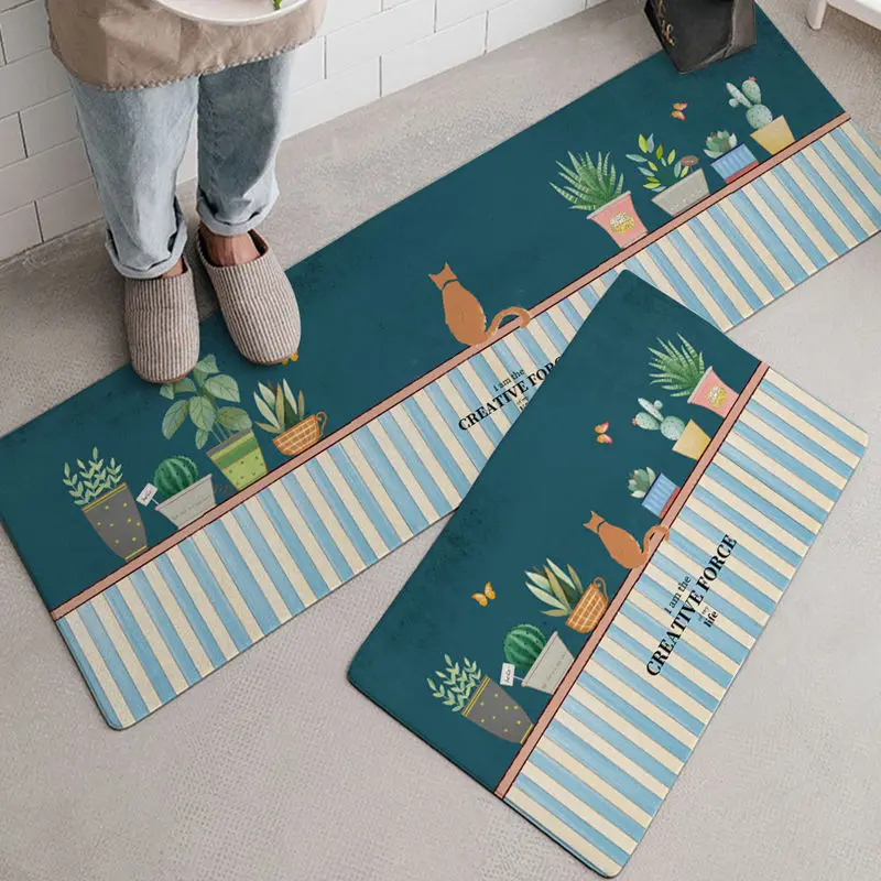

Long Kitchen Mat Floor Carpet Bedroom Balcony Absorbent Living Room Mats Modern Non-Slip Kitchen Rug Home Entrance Doormat