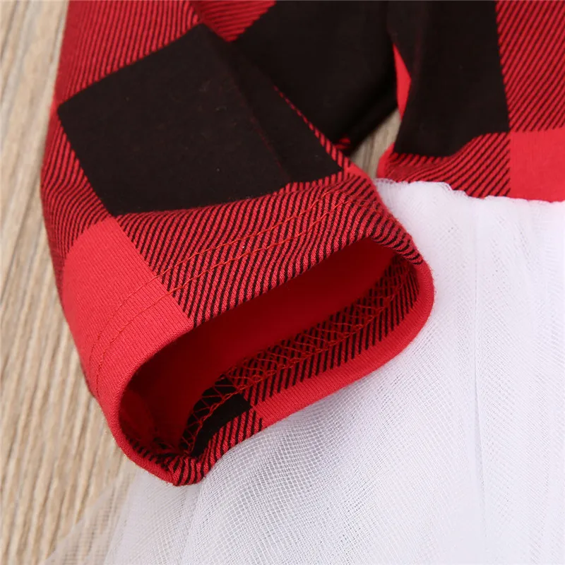 pudcoco Christmas Plaids Tulle Ball Gown Dresses Fashion Long sleeve Princess Wedding Birthday Dress For Baby Kid Girl 1-5 Years | Детская