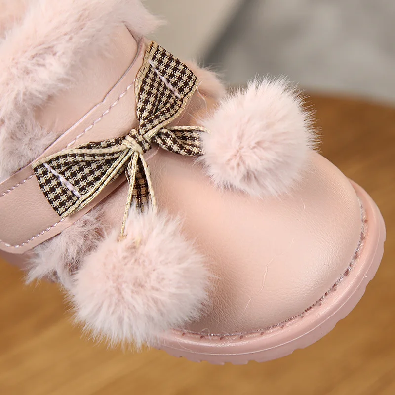 2019 зимняя обувь для маленьких девочек Теплая из плюша и хлопка зимние ботинки