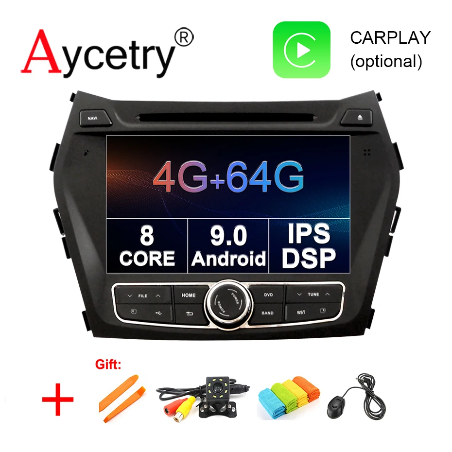 4G+ 64G 8 CORE 2 Din android 9,0 автомобильный dvd-плеер gps для hyundai IX45 Santa fe 2013 автомобильный радиоприемник Multiemdia obd2 dvr DAB ips DSP