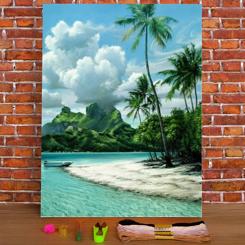 

Набор для вышивки крестиком 11CT с принтом пейзажа заката, вышивка своими руками, нитки DMC, шитье ручной работы ручная работа, вышивка, Декор