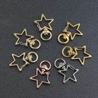 5 10pcsbatch alloy five pointed star keychains rose gold color kc gold color white keychain key ring diy jewelry accessories