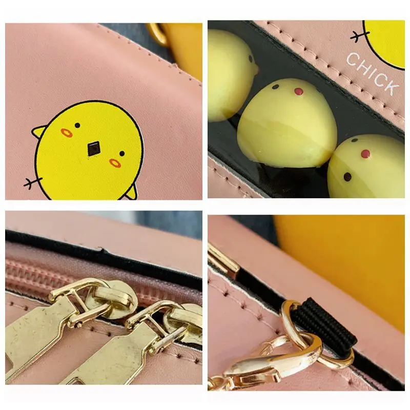 

Kawaii Cartoon Chick Design Women's Shoulder Bags Transparent Pvc Ladies Cute Printed Messenger Crossbody Bags Female Bolsas New