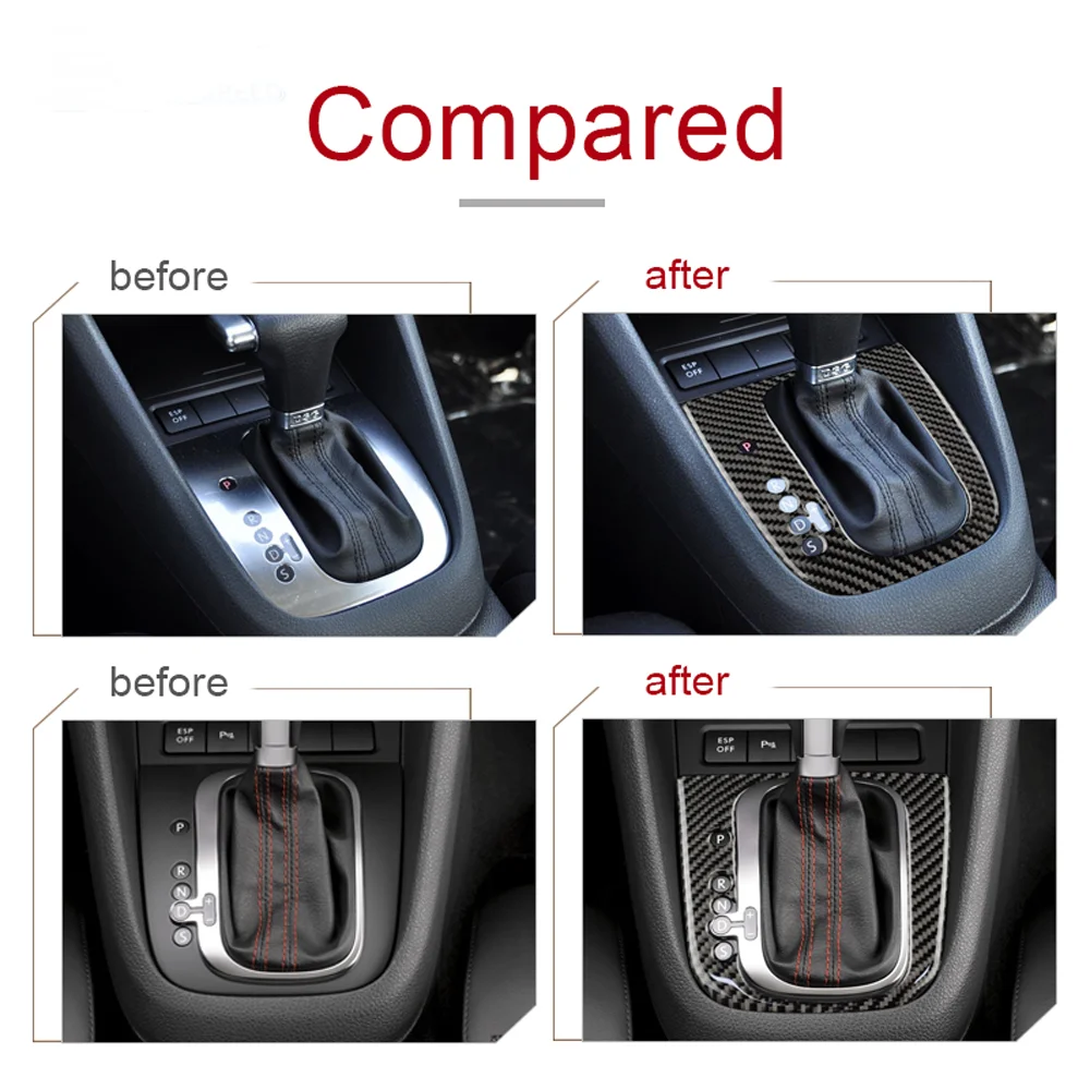 

LHD RHD for Volkswagen VW Golf 6 GTI R MK6 Accessories Real Carbon Fiber Sticker Gear Shift Panel Cover Interior Trim