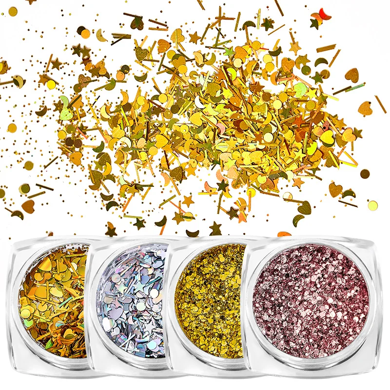 1 коробка голографический порошок для ногтей блестки ультратонкие разных