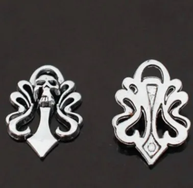 

Charm for making jewelry 5pcs 17x25mm antique silver color Skull charms
