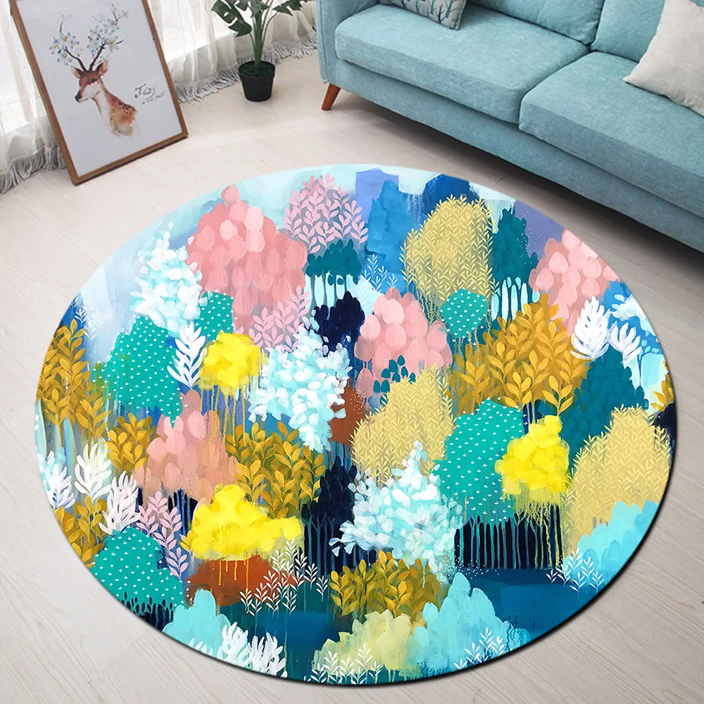 Красочные акварельные художественные лесные пейзажи масляная живопись коврики
