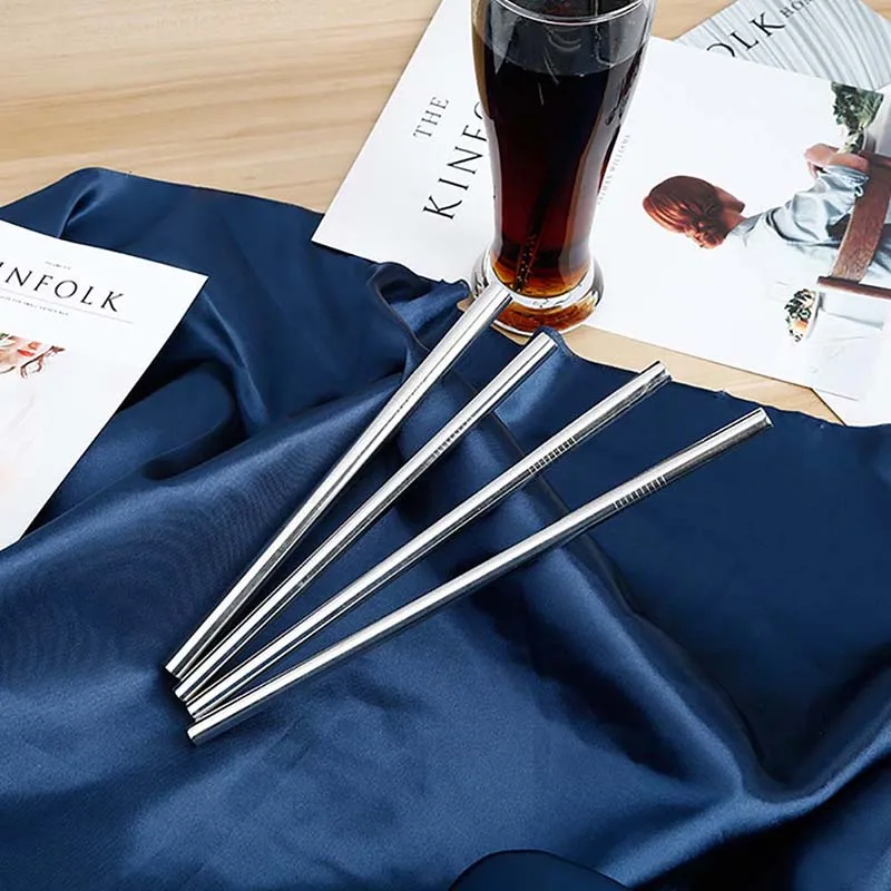 Набор трубочек из нержавеющей стали 4 трубочки для напитков с резьбой + 1