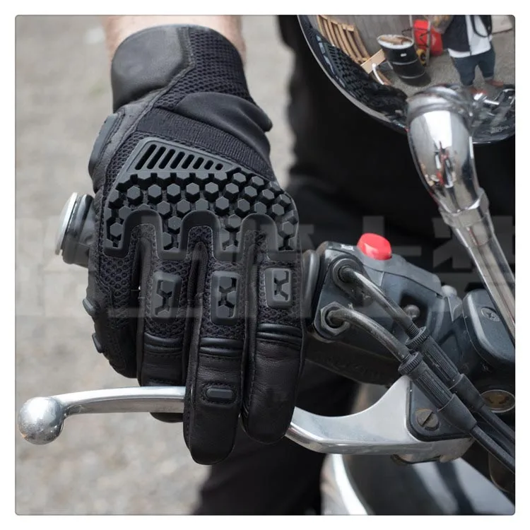 

Rev Sands 3 Gloves Motorcycle Motocross Geniune Leather Glove Black For Street Moto Riding