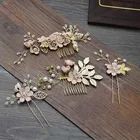 Заколка для волос женская, с жемчугом, засушенными цветами, 4 шт., белые заколки-бабочки для волос