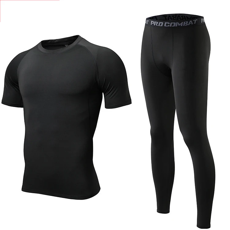 

Summer Suit Men Fashion Men Sets Fitness Suit Quick-drying Short-Sleeved Shorts Tracksuit Men Solid Sportswear Two-piece NANYJ29