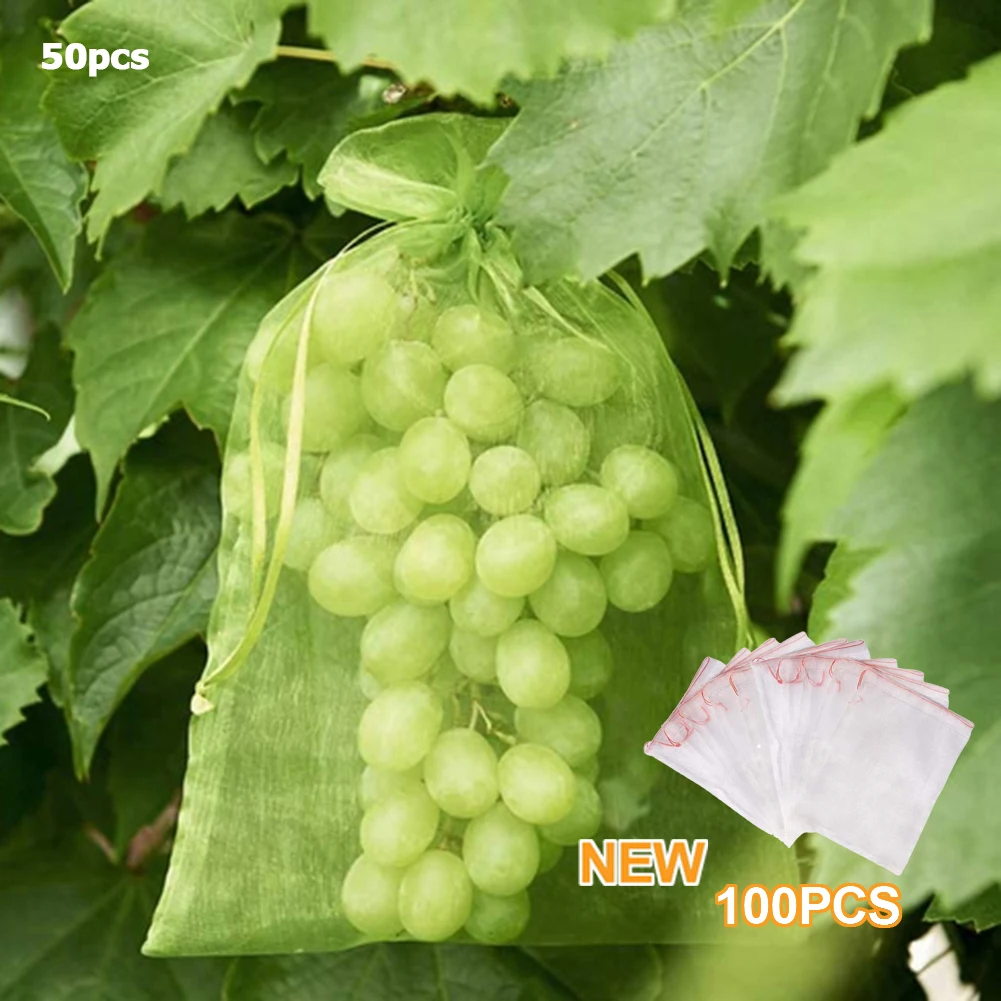 

50/100pcs Plants Fruit Protection Bag Anti Bird Drawstring Net Bag Agriculture Pest Control Tool Prevent Fruit Tree Mosquitoes