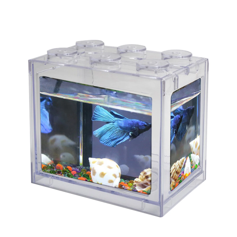 Настольный светодиодный мини аквариум для рыб с USB строительные блоки