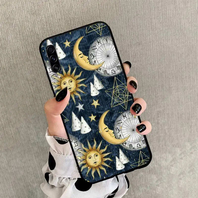 

Funny Sun Moon Phone Case black For Samsung galaxy S 21 20 10 8 A 51 71 50 21s 70 40 20 20e note 10 plus Ultra 5g fe