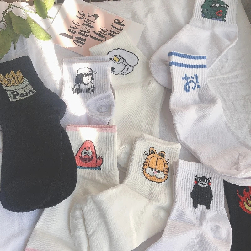 Женские хлопковые Дышащие носки 5 пар в комплекте с мультяшными животными