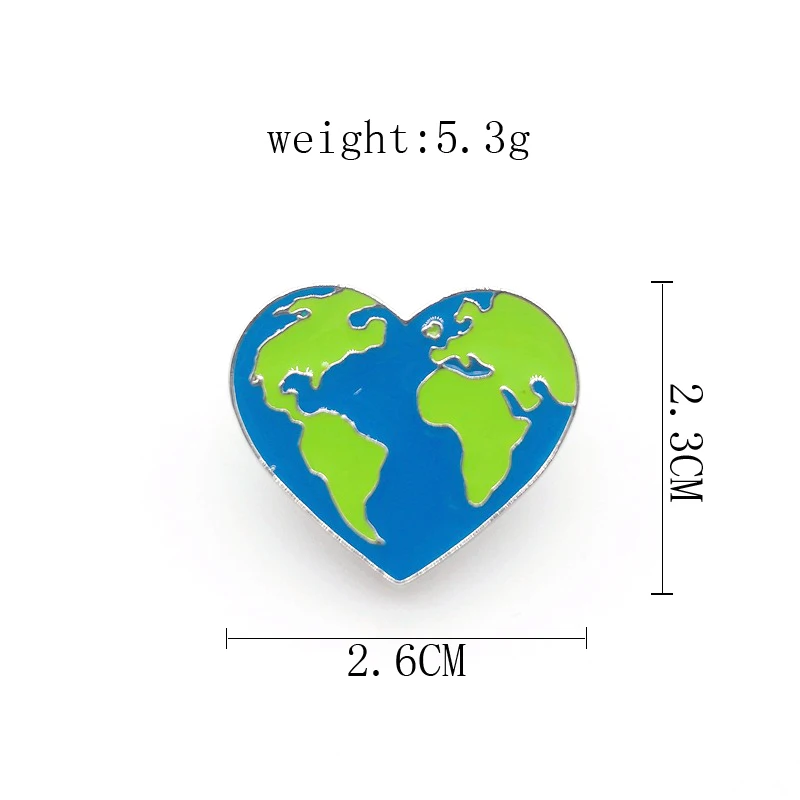 Милая Веселая эмалированная брошь в форме сердца зеленой земли значок из сплава