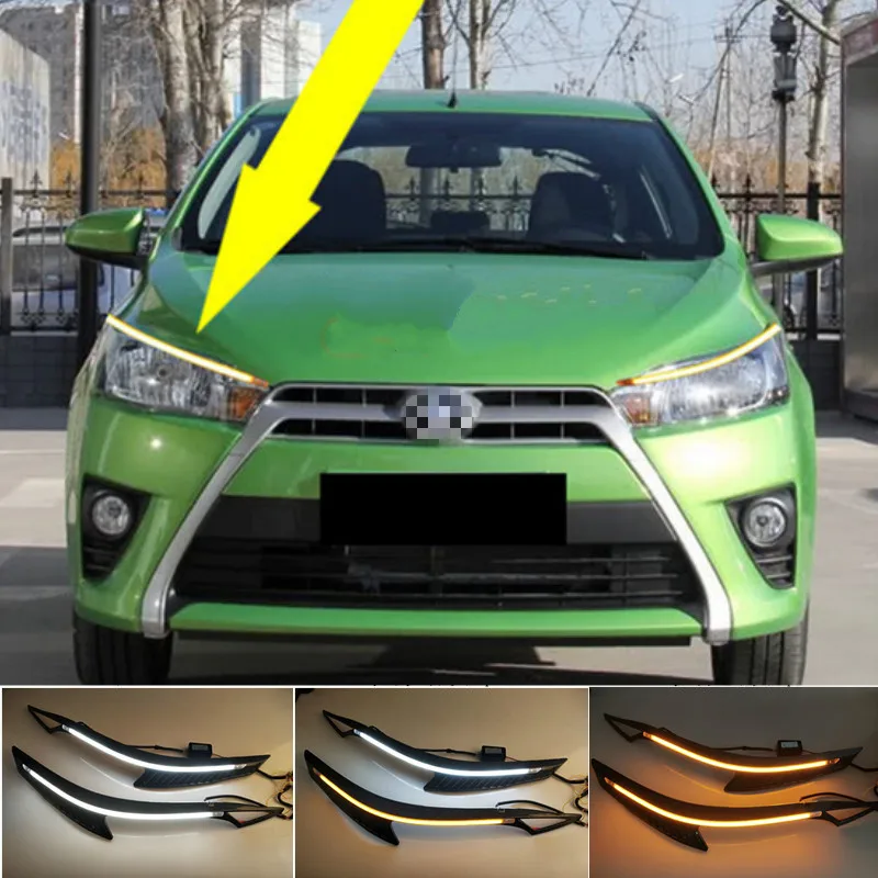 2 шт. светодиодный светильник для Toyota Yaris 2014-2017 дневной ходовой желтое реле