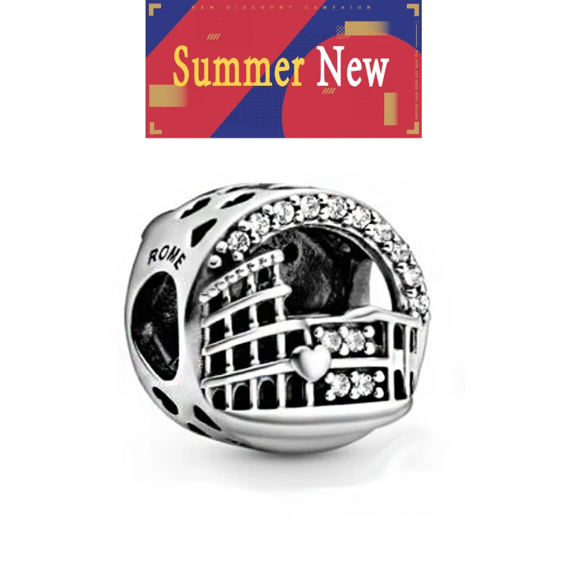 

Beads Rome Charm The Second Summer Latest Sterling Silver Fit Original Pandora Bracelets 100% 925 Sterling Silver DIY Birthday