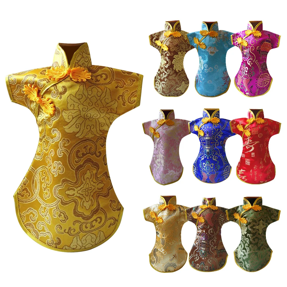 

10pcs Classical Gifts Non Slip Dinner Elegant Anti Dust Party Embroidery Wine Bottle Cover Chinese Style Tang Dress Home Durable