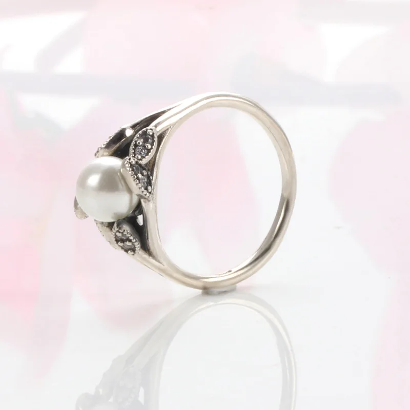 

Hot authentic 925 Sterling Silver Temperament Pearl Ring For Women Fashion Original Jewelry Gift